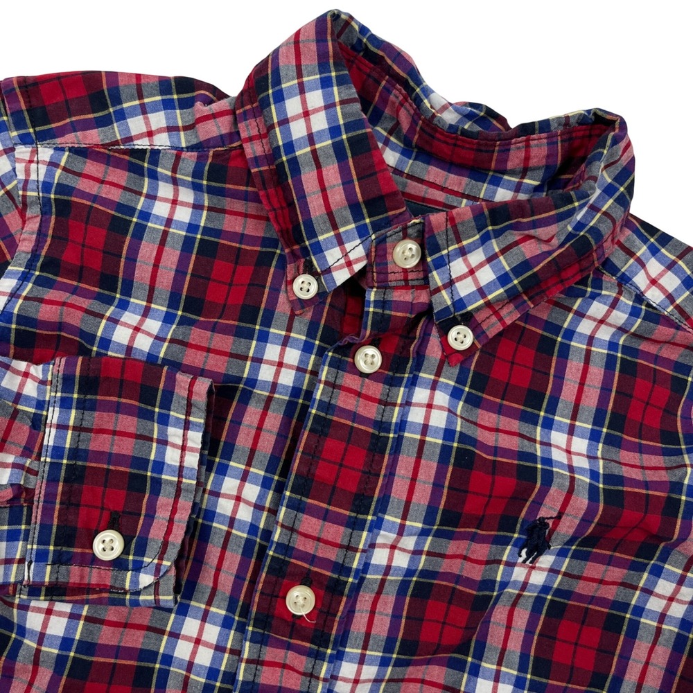 Ralph Lauren Kids Red Blue Plaid Button Down Shirt Size 2 2T Toddler Preppy
